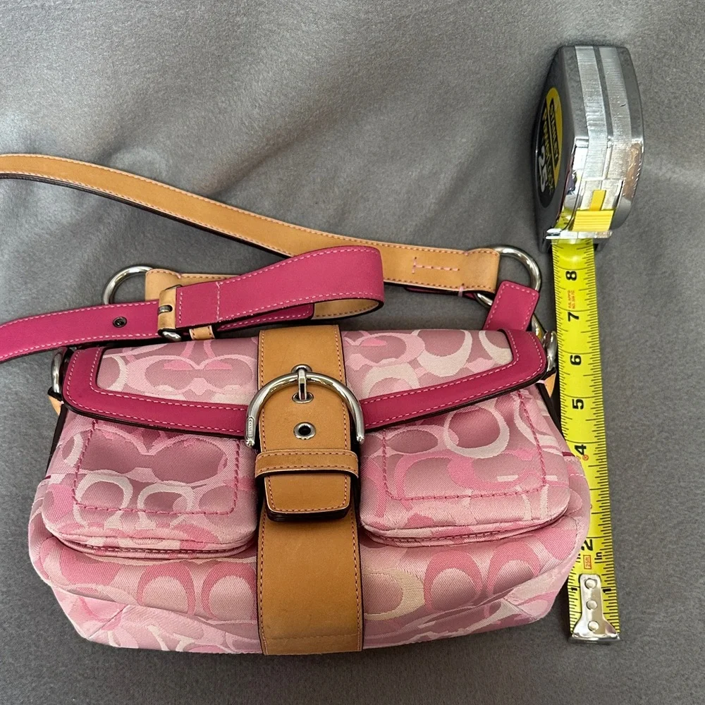 Coach 1854 Pink Signature Jacquard Buckle Flap Crossbody with Tag RARE Vintage - Picture 14 of 16